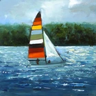 SEASCAPE BOAT Oil painting UKRAINE DEMENKO NATALIA 8X8