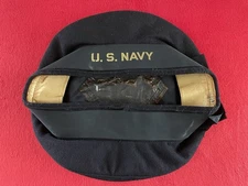 Original WW2 US Navy Donald Duck Wool Sailor Beret Flat Hat USN Size 7 3/8