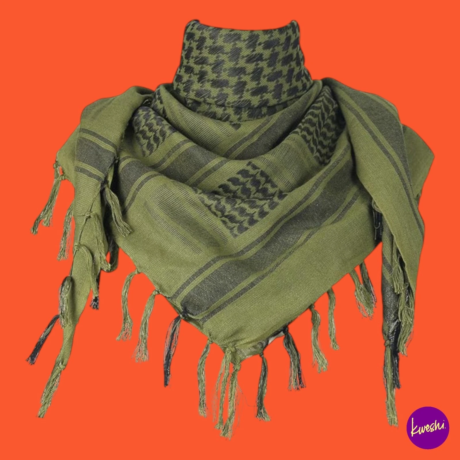 EXPLORE LAND Unisex Shemagh, Tactical Desert Scarf Wrap, Dark Green, One Size