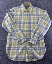 VTG Pendleton Wool Plaid Shirt Jacket Lined Green Blue 100 Wool M 20.5x29