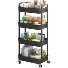 Space-Saving 4-Tier Rolling Utility Cart with Swivel Wheels for Home Office