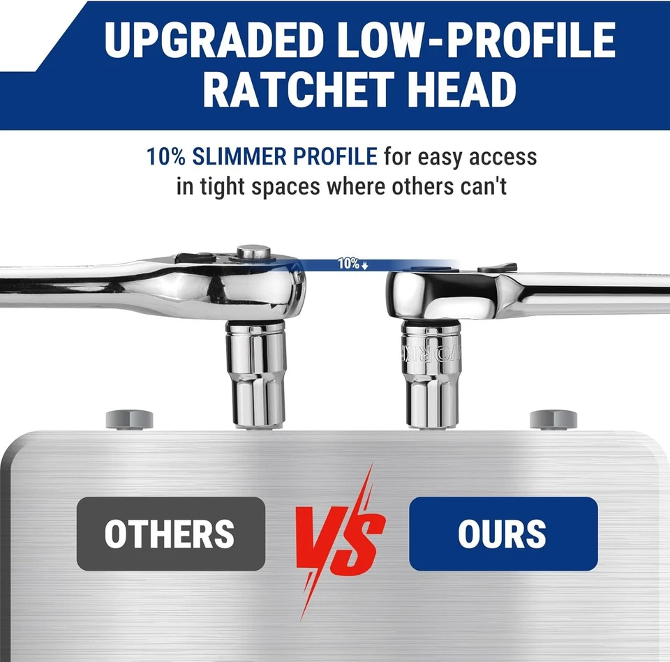 WORKPRO Low Profile 1/2-inch Drive Ratchet 90-Tooth Quick-release Ratchet Wrench - Image 4 of 4