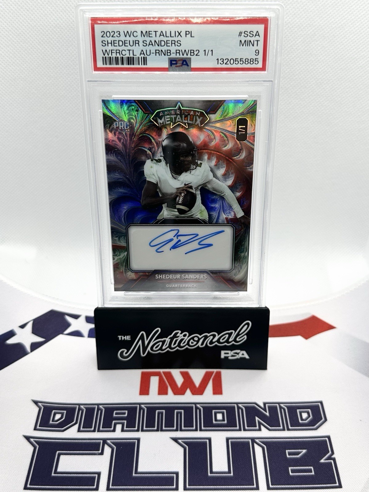 2023 Wild Card Metallix SHEDEUR SANDERS Wildfractal Auto Rainbow RWB 1/1 PSA 9 view 4