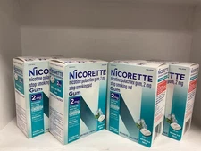4 NEW!! Nicorette Gum 2mg Each, WHITE ICE MINT 100 pieces Exp 2027