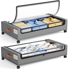 Under Bed Storage with Wheels, 2 Pack Under Bed Storage Large 2Pack LightGrey
