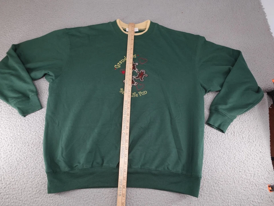 Suéter feminino vintage vovó 2XL verde pão de gengibre Natal férias diversão - Imagem 3 de 4