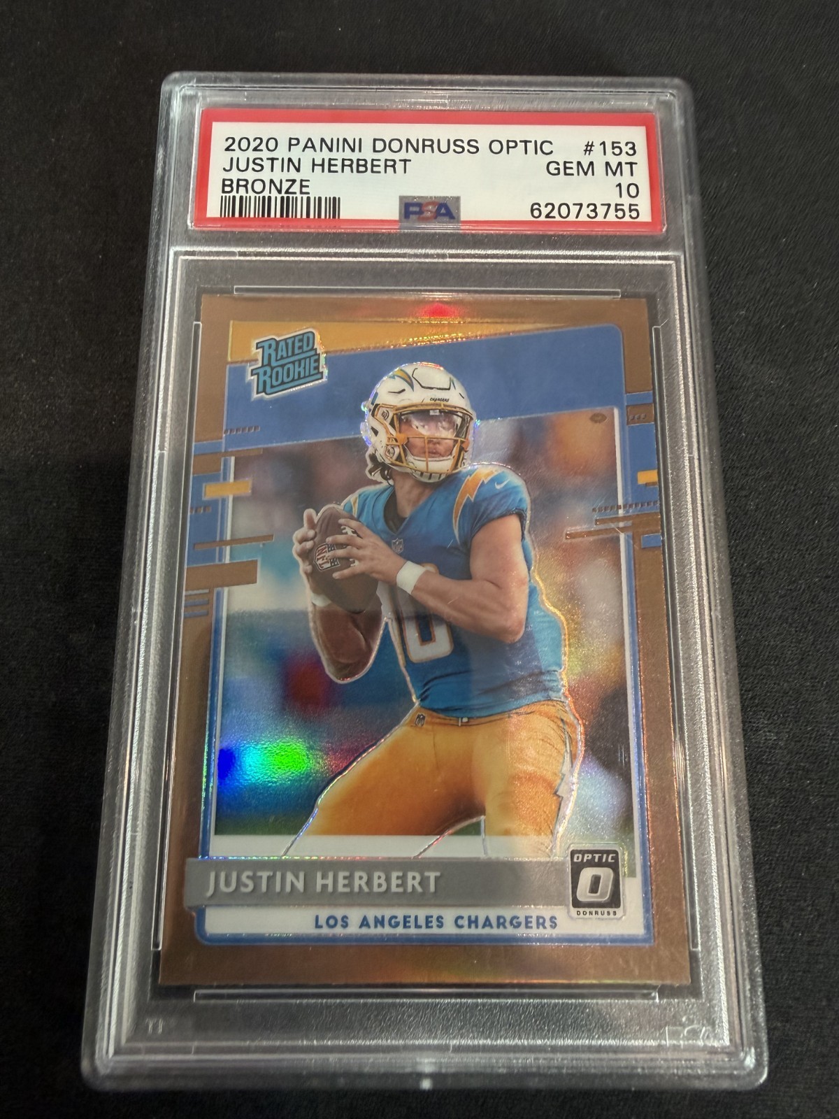 2020 Panini Donruss Optic Justin Herbert BRONZE #153 RATED ROOKIE — PSA 10 GEM M