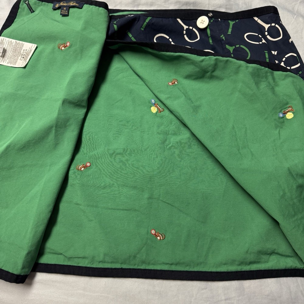 Brooks Brothers Reversible Tennis Skirt US 14 Blue Green with Racket