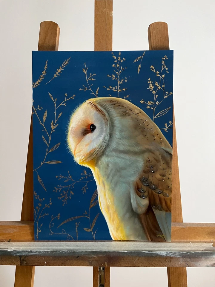 Оригинальная картина маслом 28,5 * 39,5 см сова - Изображение 2 из 4