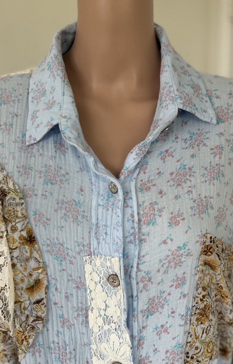 Pol Patchwork Oversized Embroidered Lace Button R… - image 3