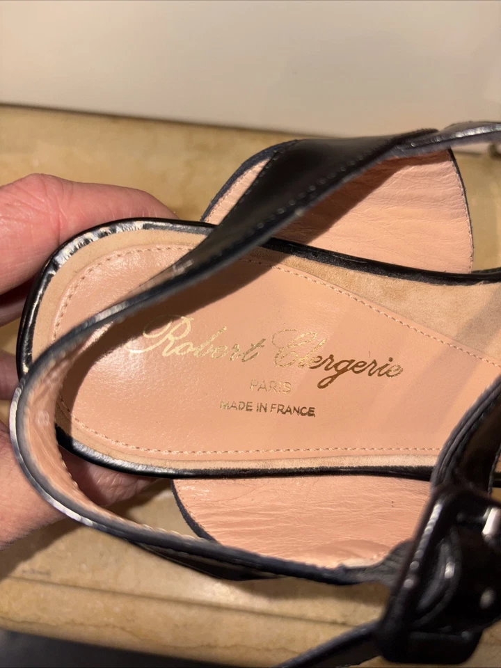 Sandalias de plataforma de cuña de cuero negras G2U Robert Clergerie para mujer talla 41 usadas en excelente estado Foto 3 de 4