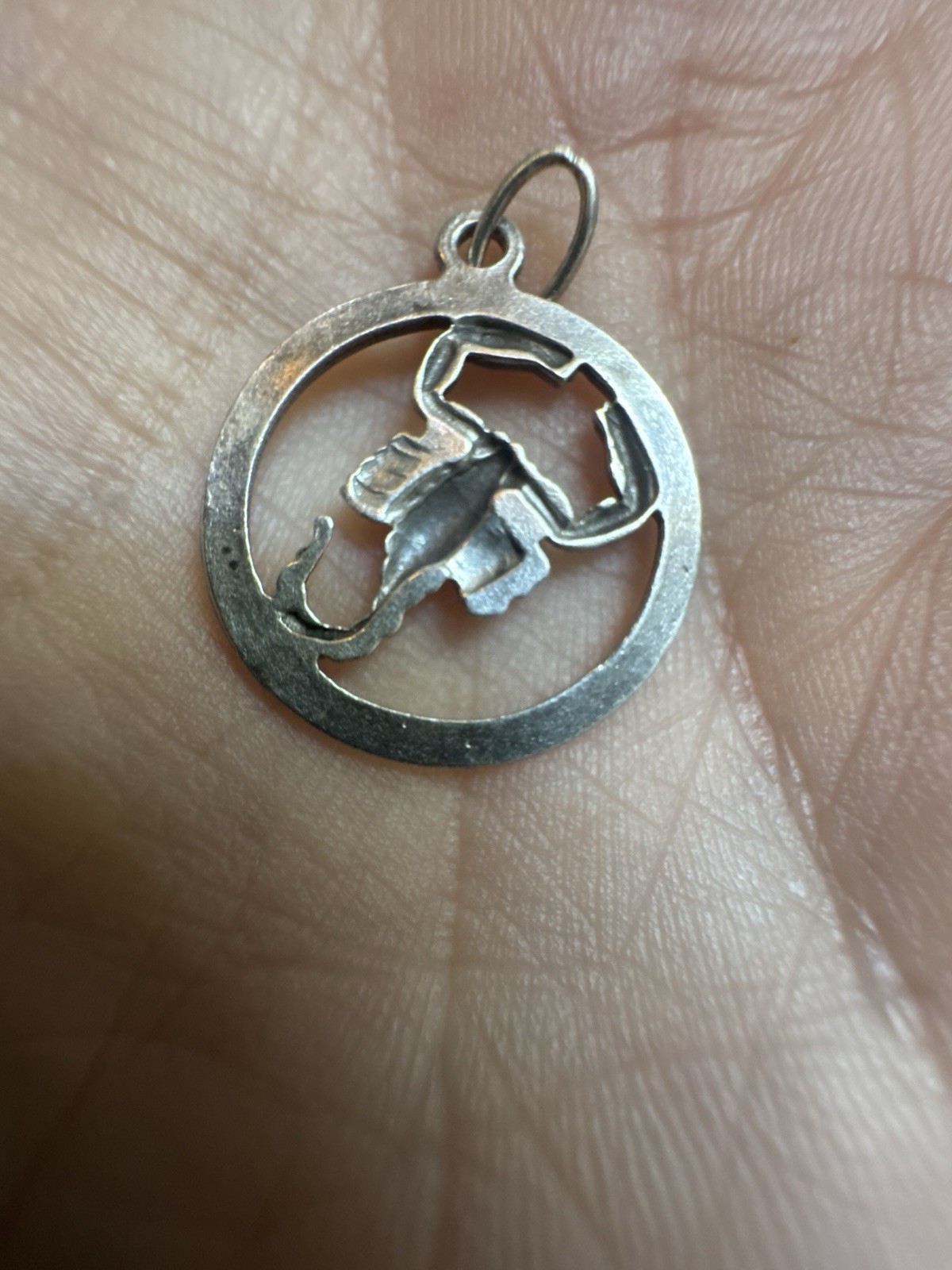 Vintage Sterling Silver Diamond-Cut Cancer Zodiac Pendant image 2