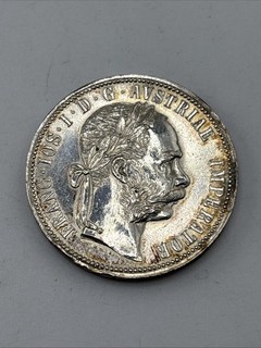 Franz Joseph I 1884 1 florín sobre sin circular tonificado plata .900 12 22 g.
