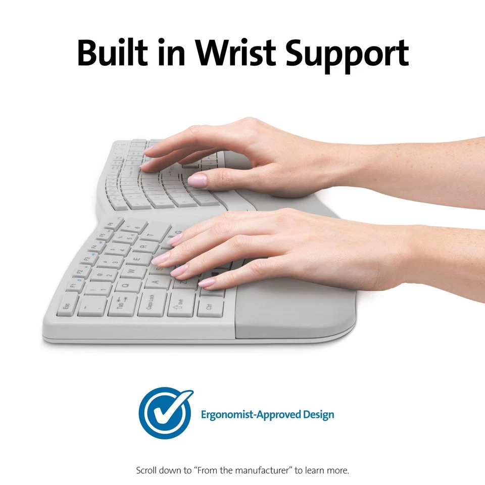 Ergonomic Wireless Keyboard and Mouse Set Split Sloped 2.4GHz Bluetooth Grey - Image 4 of 4
