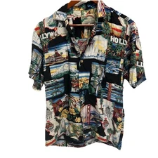 Paradise Found Hollywood Hawaiian Shirt  Men’s Button Front Sz Small California