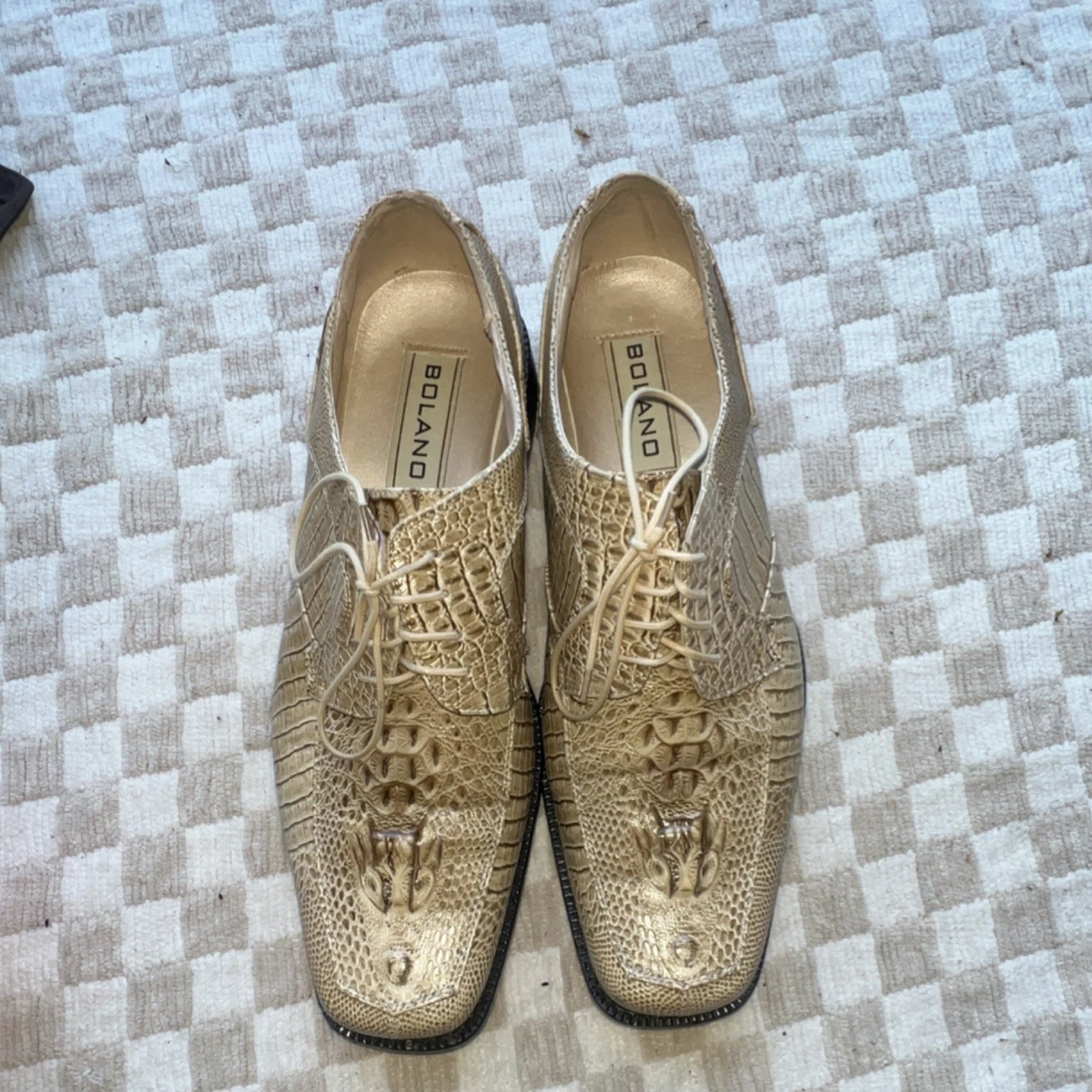 Impulse Mens Slip On Loafer Shoes Square Toe Snake Embossed Metallic Gold‎ 10.5M M Gold Dress Shoes for Men for sale | eBay main image 4
