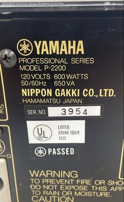 YAMAHA Professional Series Natural Sound Power Amplifier, Model P