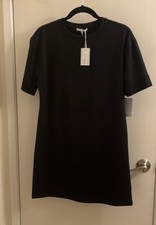 Stitchdrop Sweater Dress Black Stretch Crew Neck Knit XS New