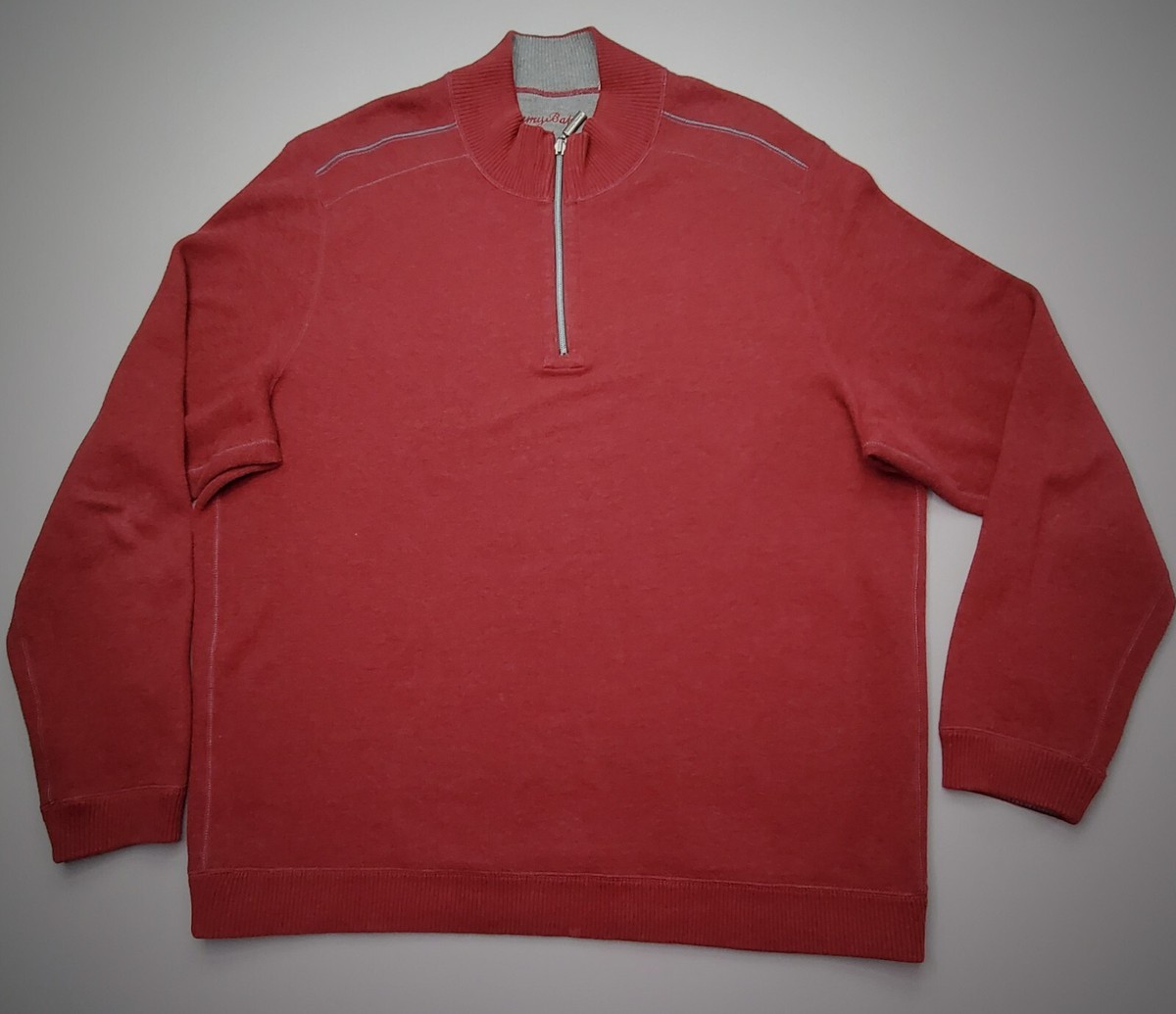Tommy Bahama Mens 1/4 Zip Reversible Pullover Sweater L/S 100% Cotton Size  XL