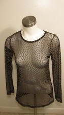 New - Comfi Top Polka Dot Black Beige Translucent Made in USA - Size Extra Small