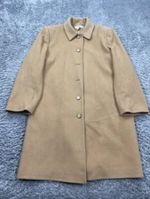 Preston York Trench Coat Womens 14P Camel Wool Overcoat Jacket Old Money Vtg Y2K