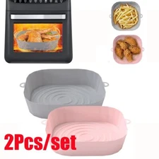 2pcs Air Fryer Silicone Pot Basket Non-Stick Safe Oven Baking Tray Accessories