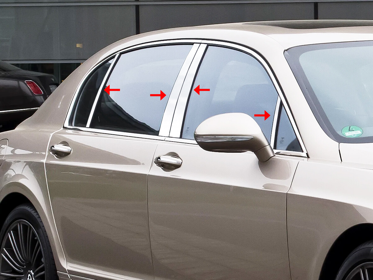 USA MADE 304 SS Pillar Post Trim FOR 2006-2012 Bentley Continental Flying Spur
