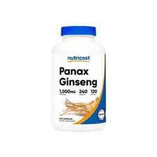 Nutricost Panax Ginseng 1000mg, 240Caps - Non GMO, GF, 120 Serving - EXP 01/2028