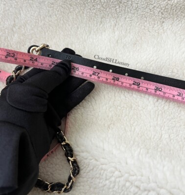 Auth Chanel 22K Classic Small CC Logo Tweed Chain Leather 