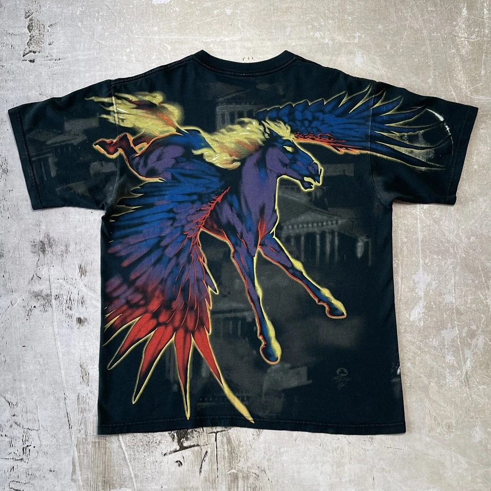 Винтажная футболка 90-х Liquid Blue Pegasus двусторонняя AOP (размер L) РЕДКАЯ греческий бог - Изображение 3 из 4