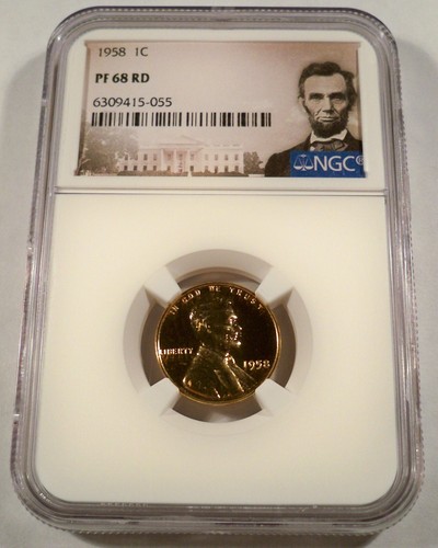 1958 NGC PF68RD PROOF LINCOLN CENT 1c PF 68 RD RED NICE CAMEO REVERSE