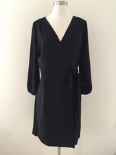 New J Crew wrap dress in 365 crepe H6292 Black Sz 6