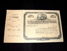1896 COLORADO THE EAST GUNNELL MINING COMPANY STOCK CERTIFICATE UNUSED VINTAGE