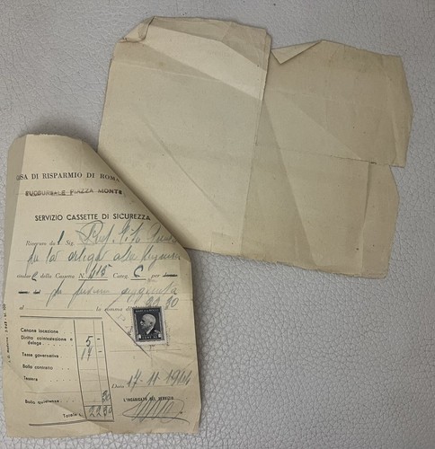 CASSA DI RISPARMIO DI ROMA 1944 Servizio Cassette di Sicurezza Tessera +ricevute - Picture 2 of 2