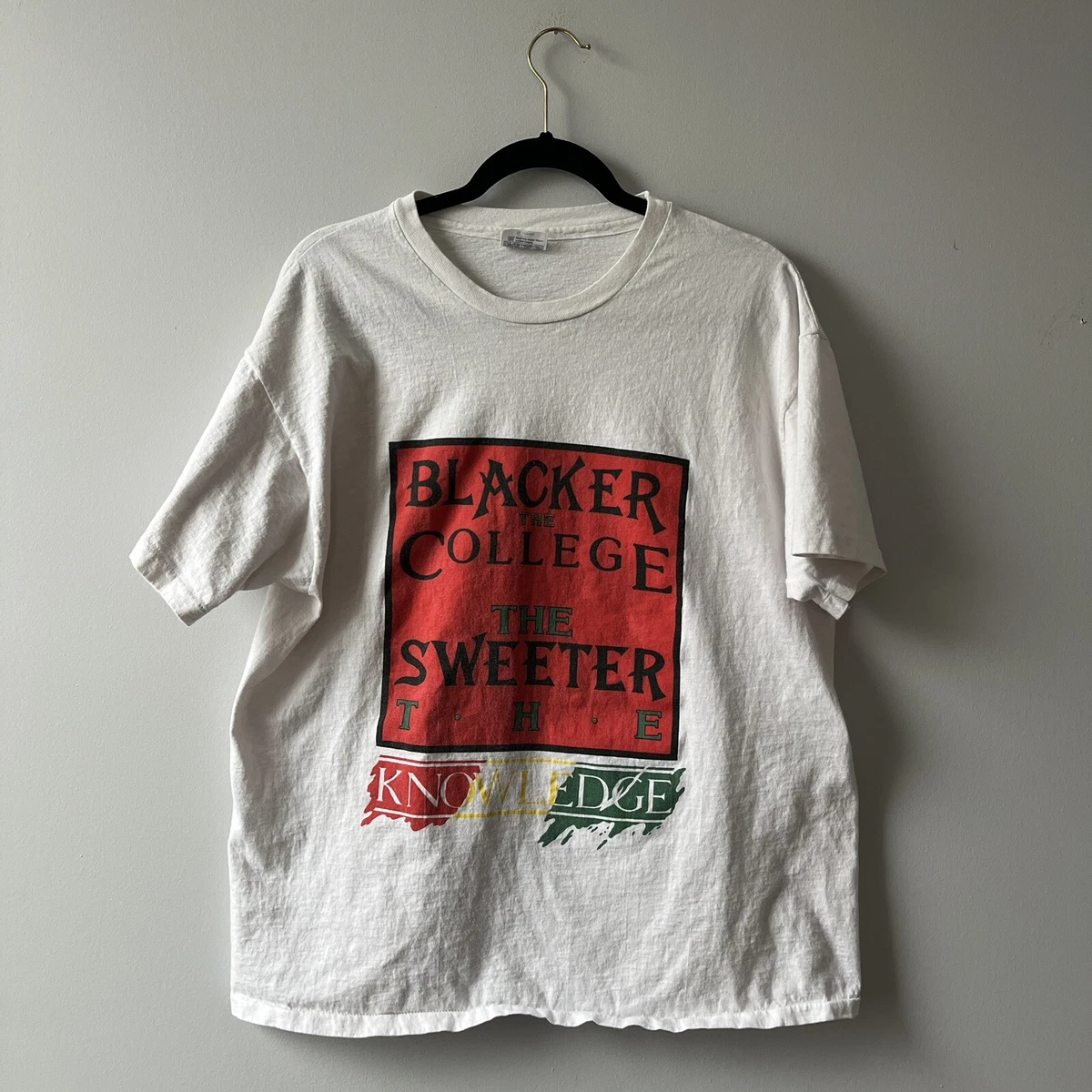 RARE VTG The Blacker The College The Sweeter The Knowledge HBCU T-Shirt XL USA