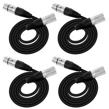 4 Pack 3FT Premium XLR 3-Pin Male Female Mic Microphone Mixer Audio Cord Cable