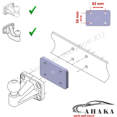 12mm Verschiebungs- und Adapterplatte für Kupplungskugel für IVECO Daily IV 06-11