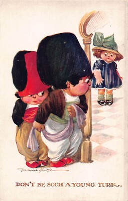 Comic Old PC-Fred Spurgin-Two Little Turkish Boys Hide from Girl-Don't Be Such a