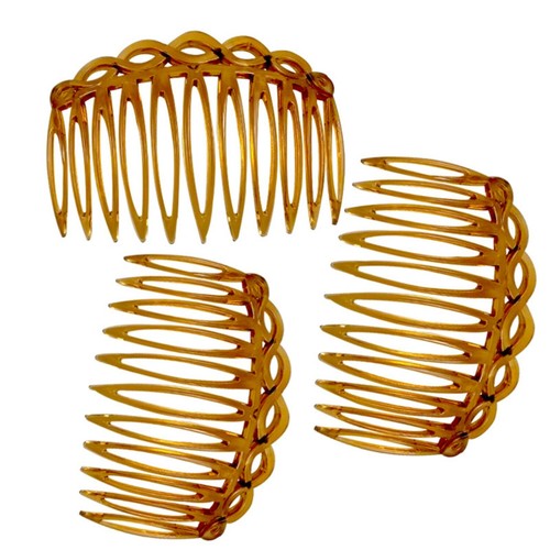 2 Pack Tort Brown Side Hair Combs Slides Clips Hair Accessories tool for Ladies - Picture 8 of 10