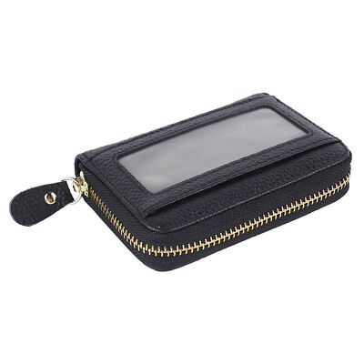 Card Wallet Black Leather 10 Slots Compact Transparent