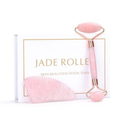 Rosenquarz Roller und Gua Sha 100% Original Gesichts Schönheit Werkzeug Set Top Qualität