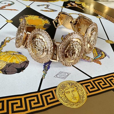GIANNI VERSACE gold-tone Medusa bracelet w/ 6 coins from F/W 1992