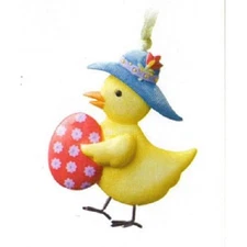Longaberger Basket Tie On Easter Chick Duck Wearing Hat Egg New Ornament