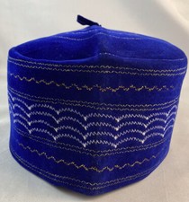 Authentic African Native Made Felt Embroidery Fila/ Kufi Hat  22-1/2  