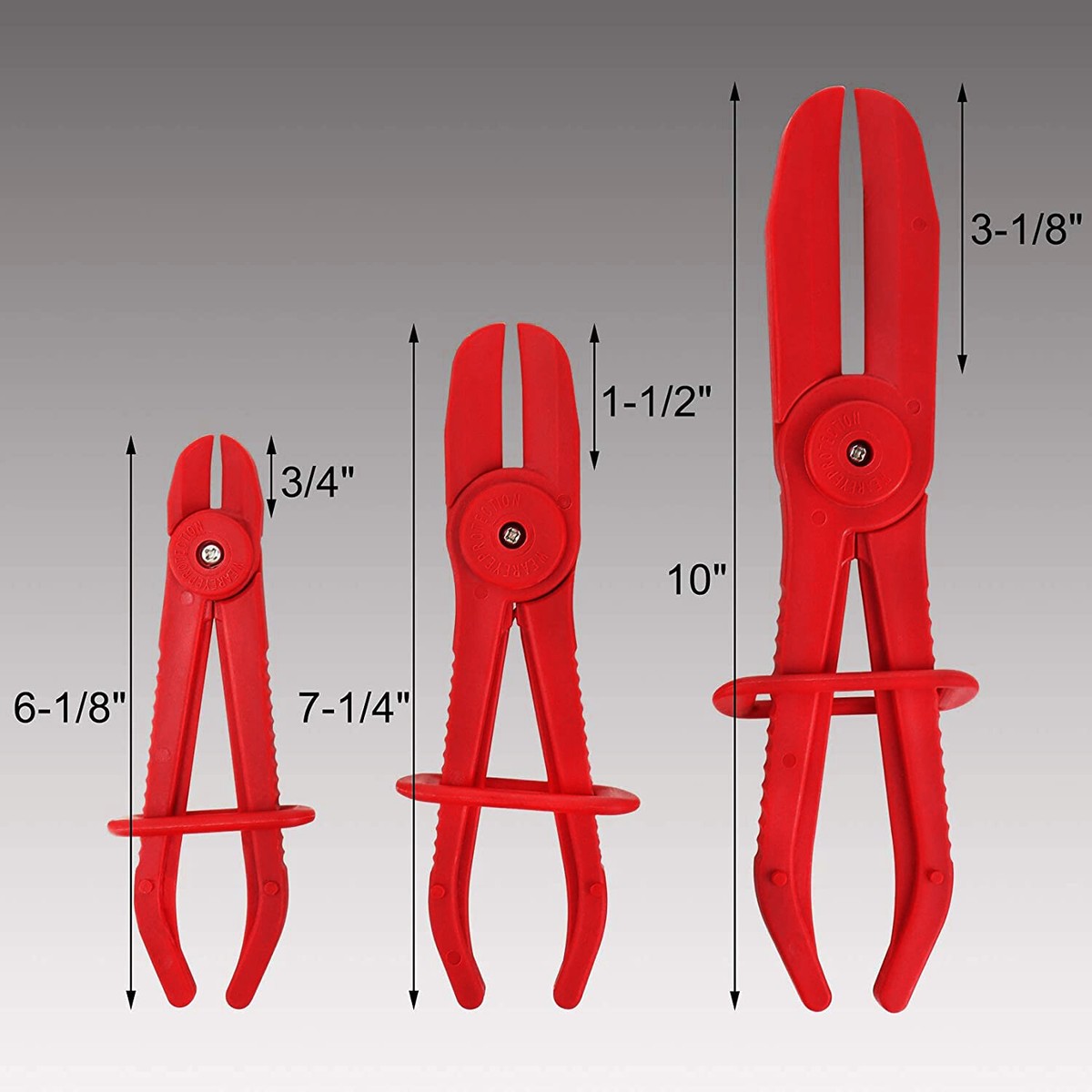 Leriton 6-Piece Hose Clamp Pliers Set - 3 Sizes For Pinching Fuel, Radiator & Brake Lines, Red