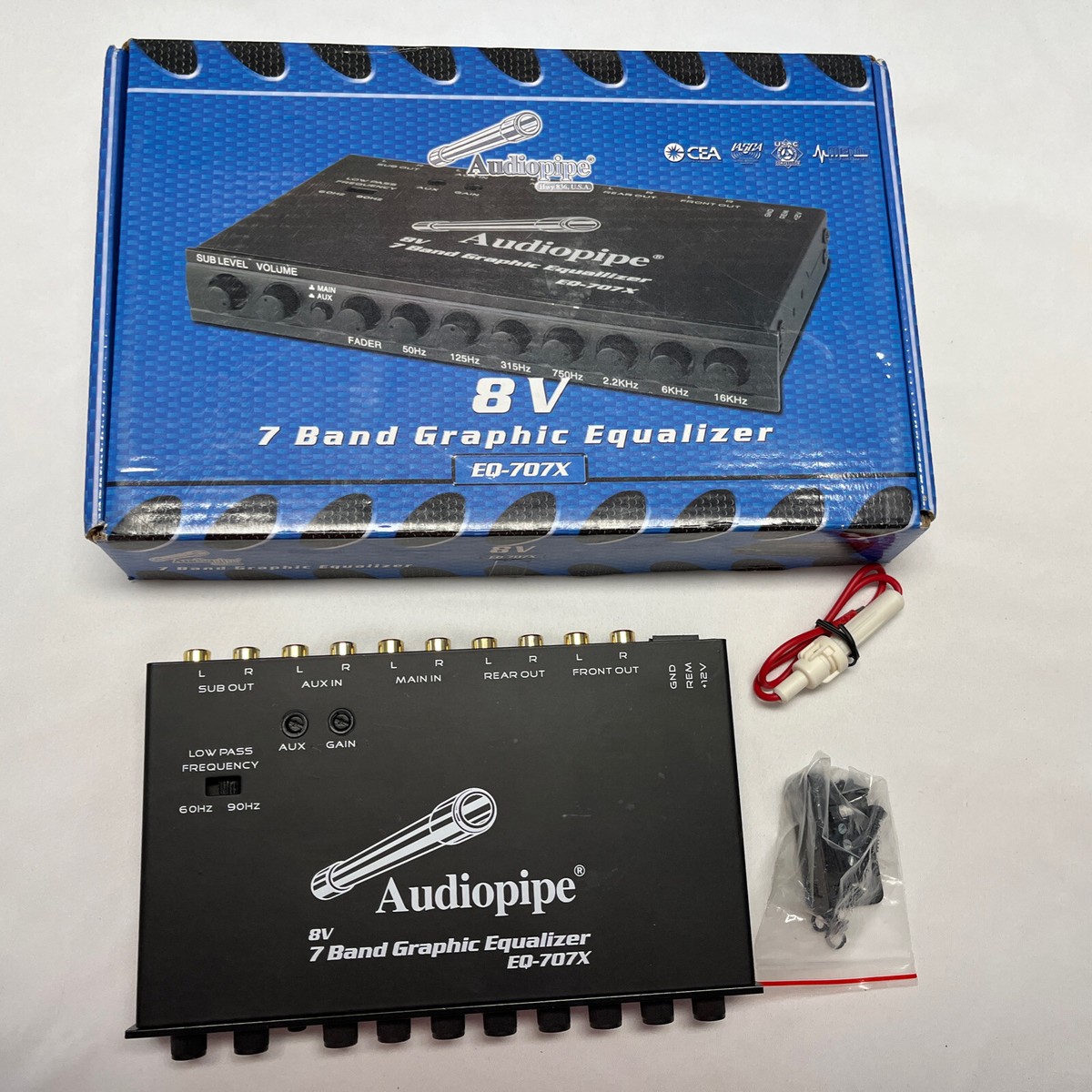 Audiopipe EQ-707x 7 Band Graphic Equalizer 8v line driver Audiopipe EQ-707x 7 Band Graphic Equalizer 8v line driver