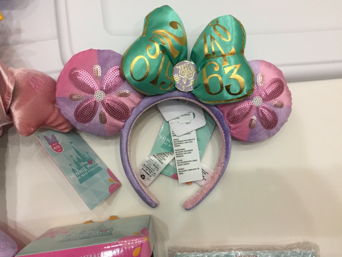 Minnie Mouse  (4/12) It’s A Small World Ears Small World Mouse Ears Headband – Teal Sequin Bow, Handmade  main image 3