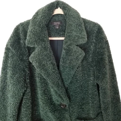 Chaqueta Abrigo de Peluche Sherpa Imitación Verde XS/S Halogen X Atlantic Pacific Para Mujer Foto 3 de 4