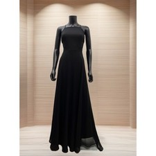 Lulus Black Maxi Dress M Criss Cross Back Formal Evening Gown Polyester