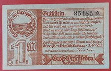 Germany Groß-Wirschleben 1 Mark 1921 aUNC